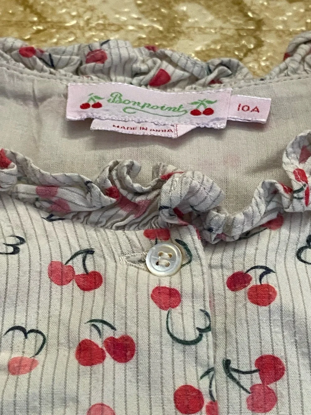 Bonpoint Girls Cherry Print Cotton Dress Size 10A
